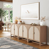 Boho Arched Cabinet Credenza Raw Oak (Set of 3)