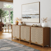 Boho Woven Seagrass Storage Cabinet Credenza Light Brown (Set of 3)