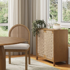Boho Woven Seagrass & Wood Storage Cabinet Light Brown