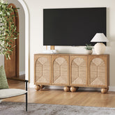 Seagrass Arched TV Console Cabinet for TVs up to 65" Light Brown