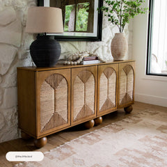 Seagrass Arched TV Console Cabinet for TVs up to 65" Light Brown