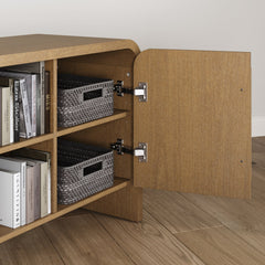 Arched TV Stand or Media Console Cabinet Warm Oak