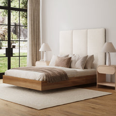Queen Size Wall Mounted Textured Boucle Headboard