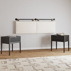 Boucle Upholstered Queen Headboard and Nightstand Set