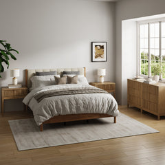 Modern Queen Bedroom Set with 2 Fluted Dressers and 2 Nightstands Light Brown