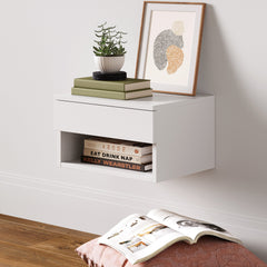 Mid-Century Floating Drawer Nightstand White