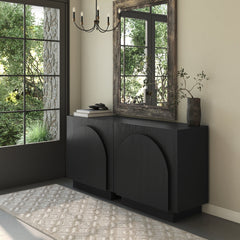 Arched Kitchen Cabinet Credenza Black (Set of 2)