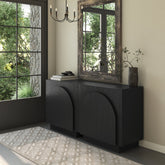 Arched Kitchen Cabinet Credenza Black (Set of 2)