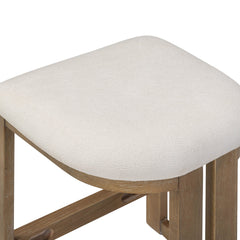 Barrel Wooden Backless Bar Stool Light Brown Set of 2