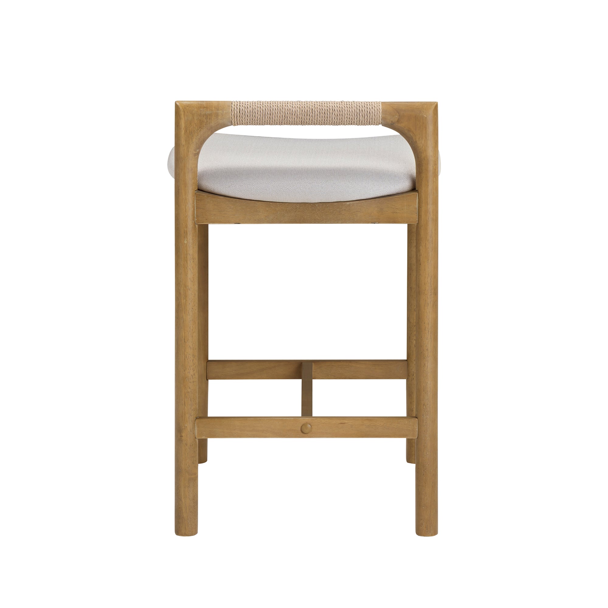 Modern Wooden Upholstered Low Back Counter Stool Light Brown