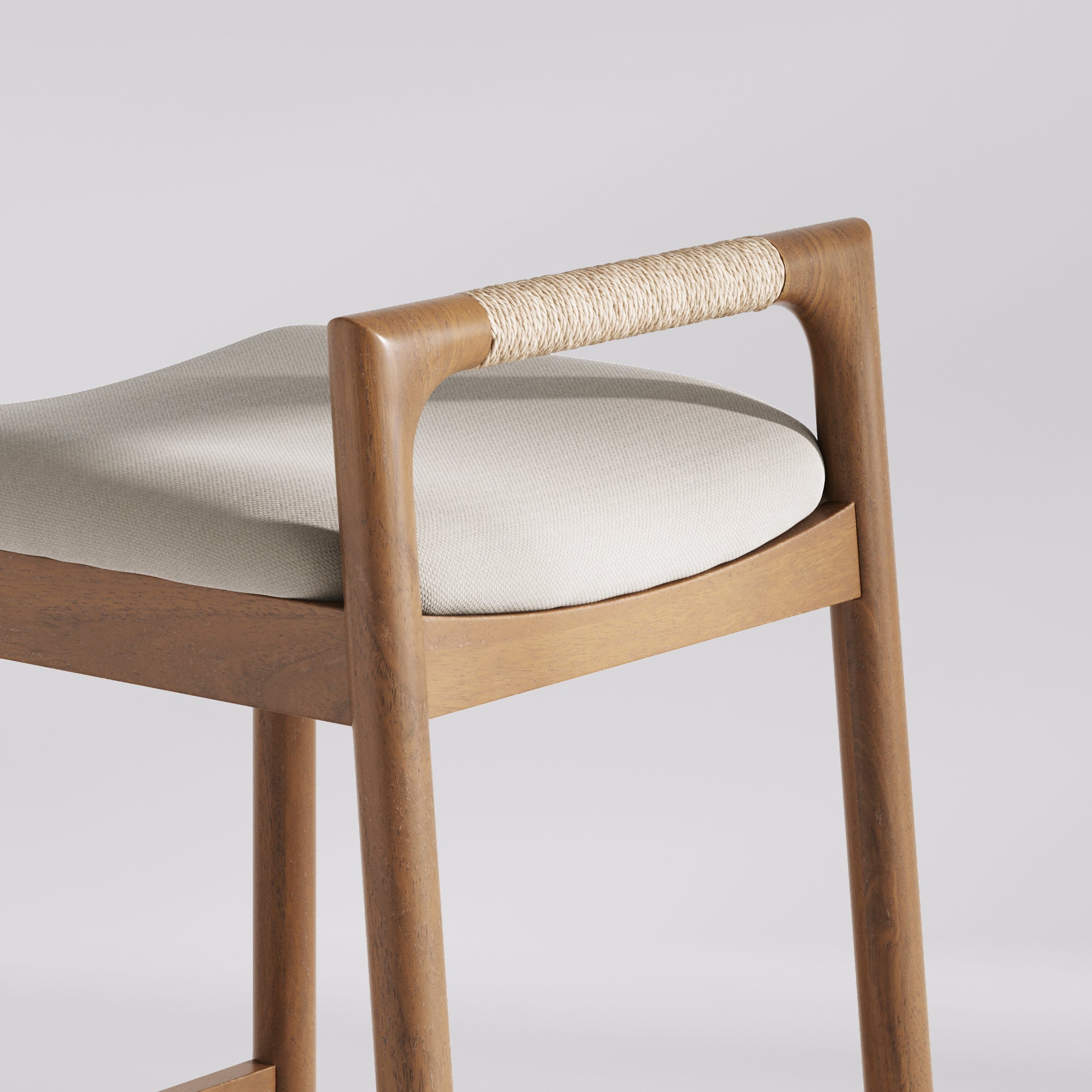 Modern Wooden Upholstered Low Back Counter Stool Light Brown