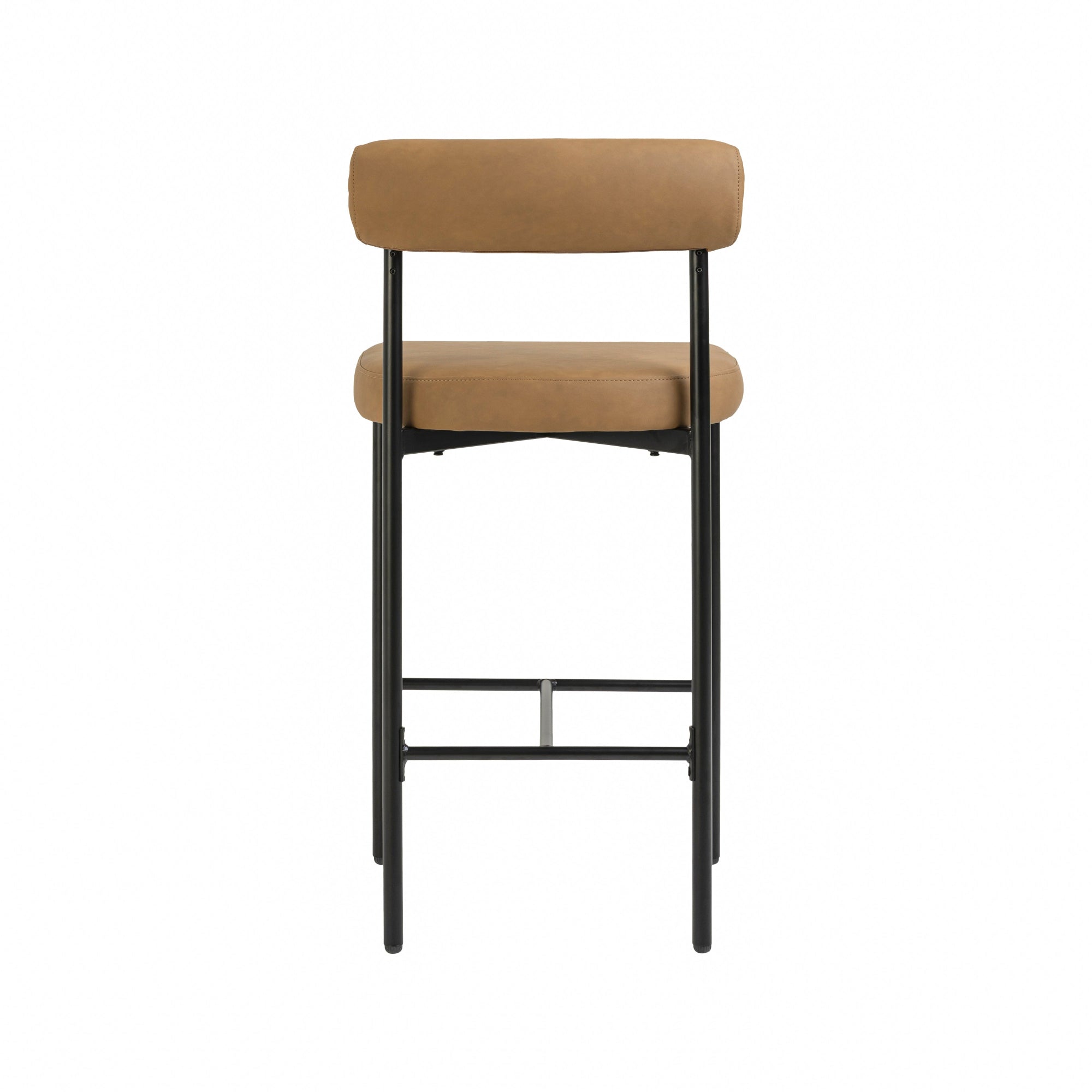 Faux Leather Counter Height Bar Stool Brown