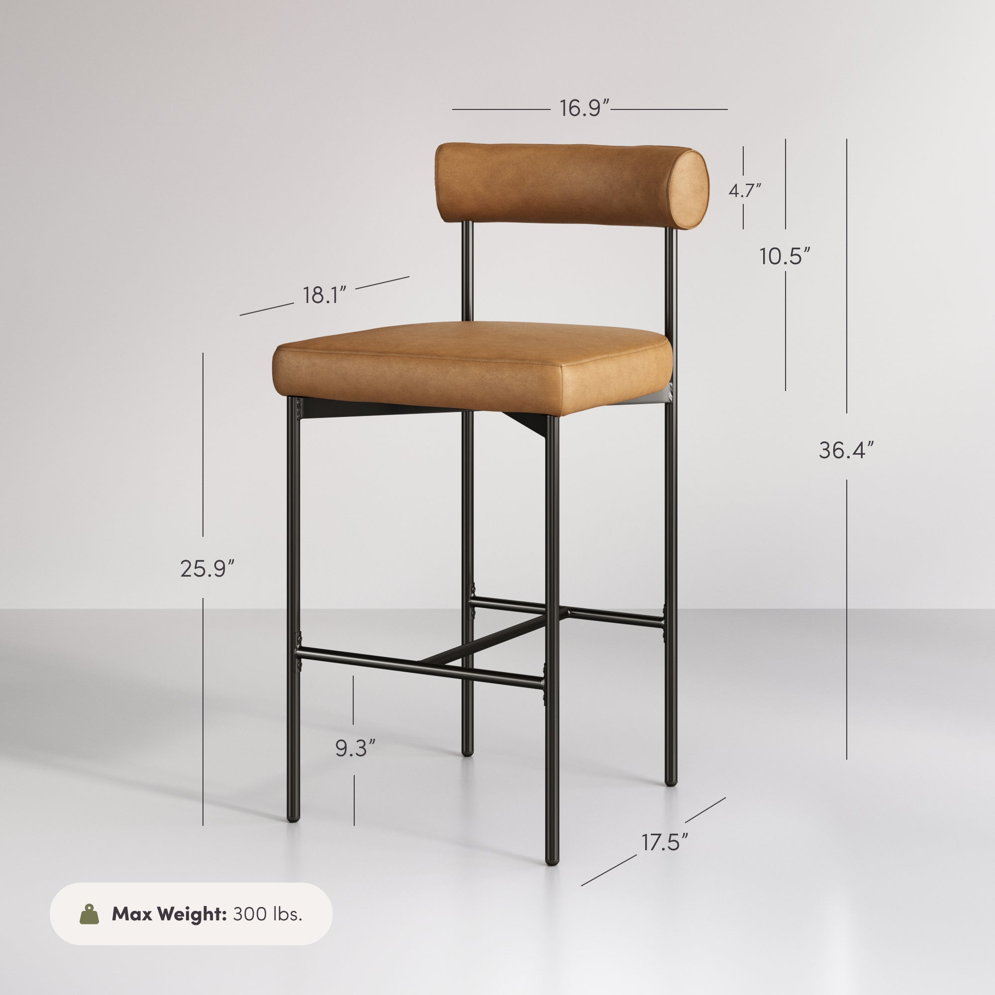 Faux Leather Counter Height Bar Stools Brown (Set of 3)