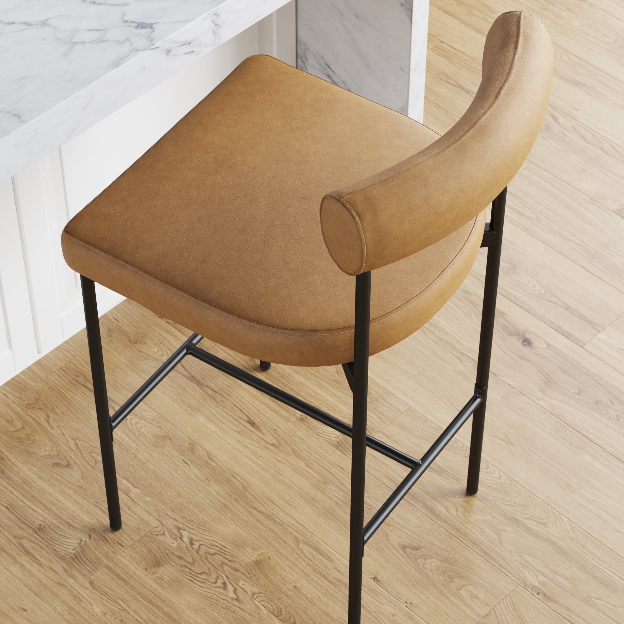 Faux Leather Counter Height Bar Stools Brown (Set of 3)