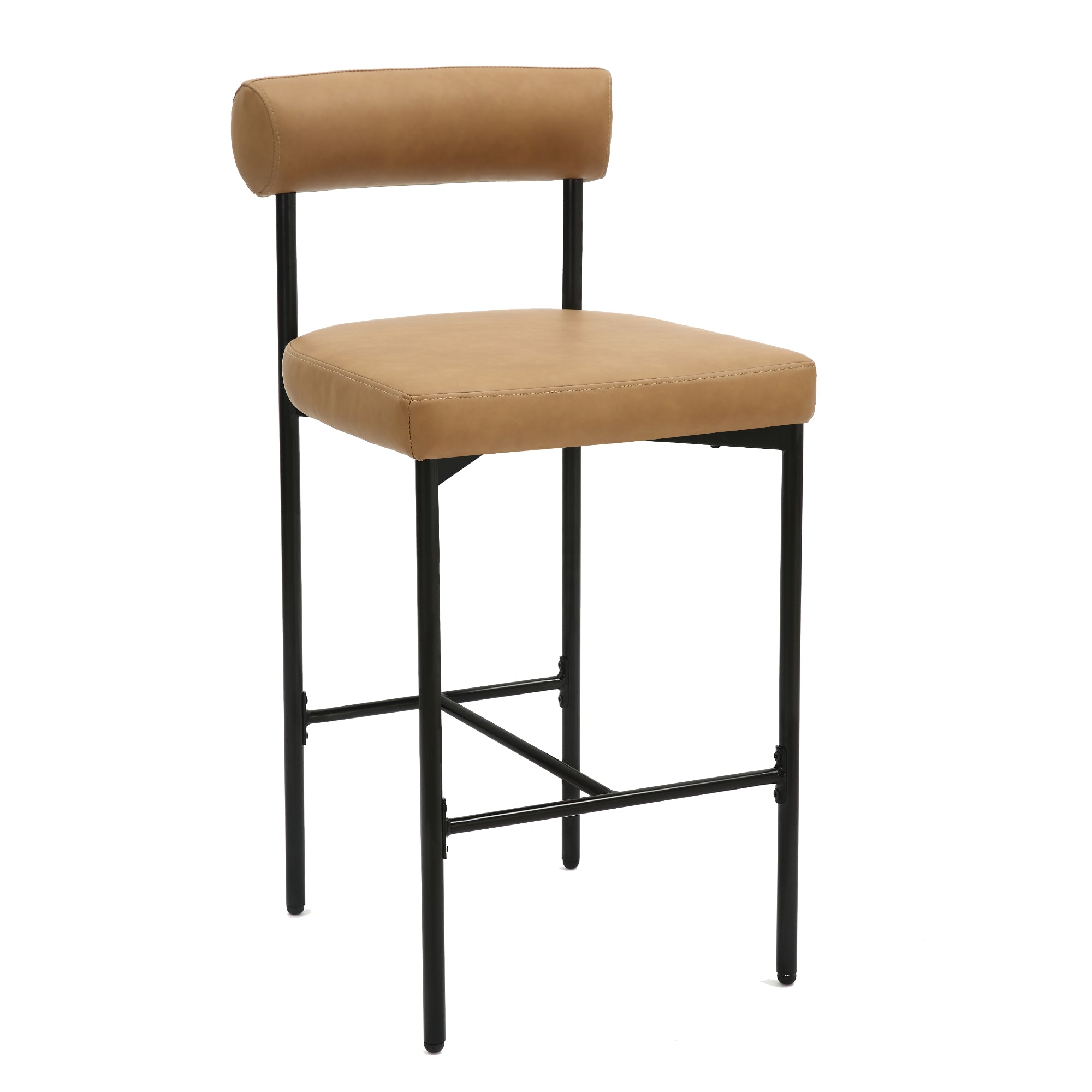 Faux Leather Counter Height Bar Stools Brown (Set of 2)