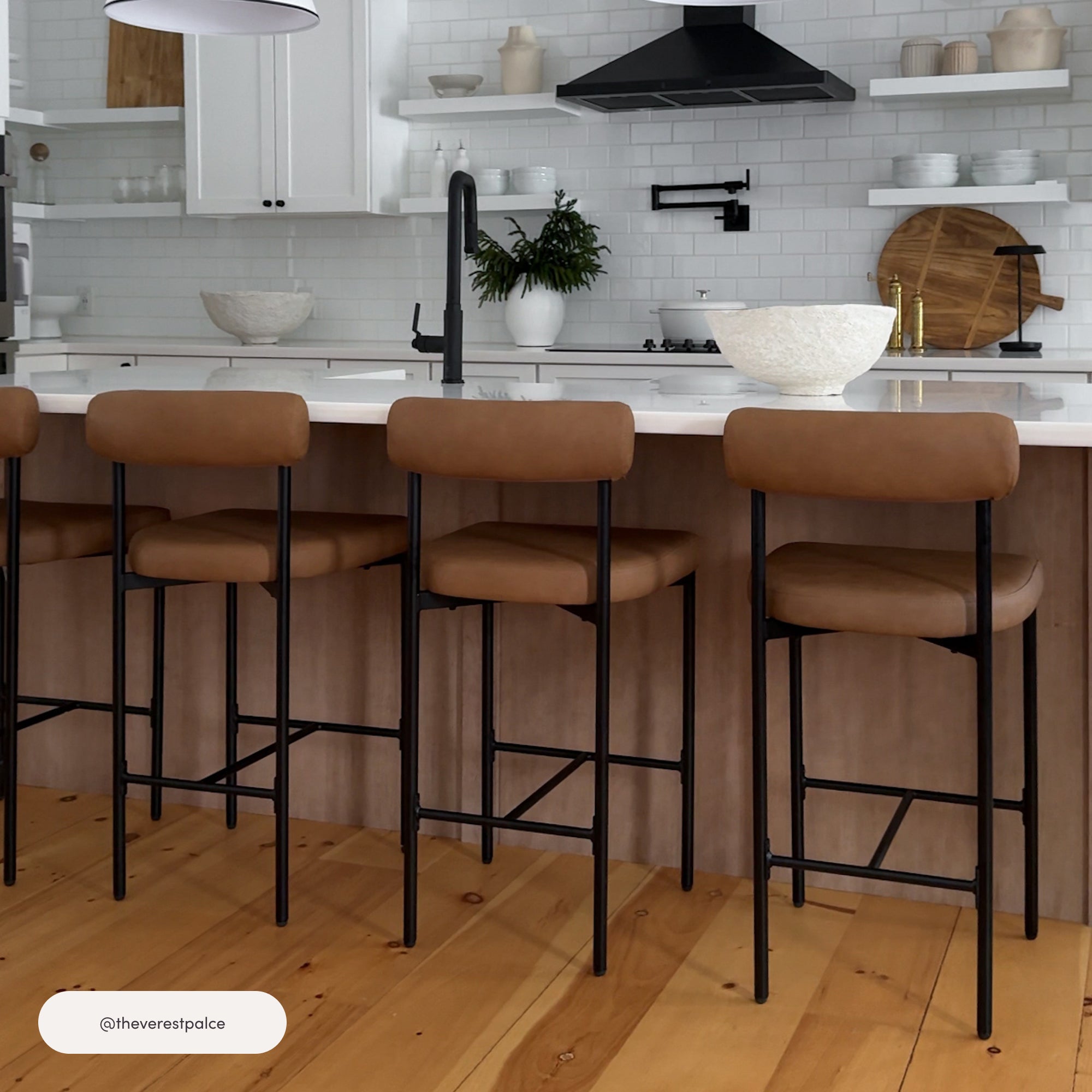 Faux Leather Counter Height Bar Stools Brown (Set of 3)