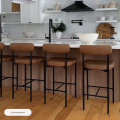 Faux Leather Counter Height Bar Stools Brown (Set of 3)