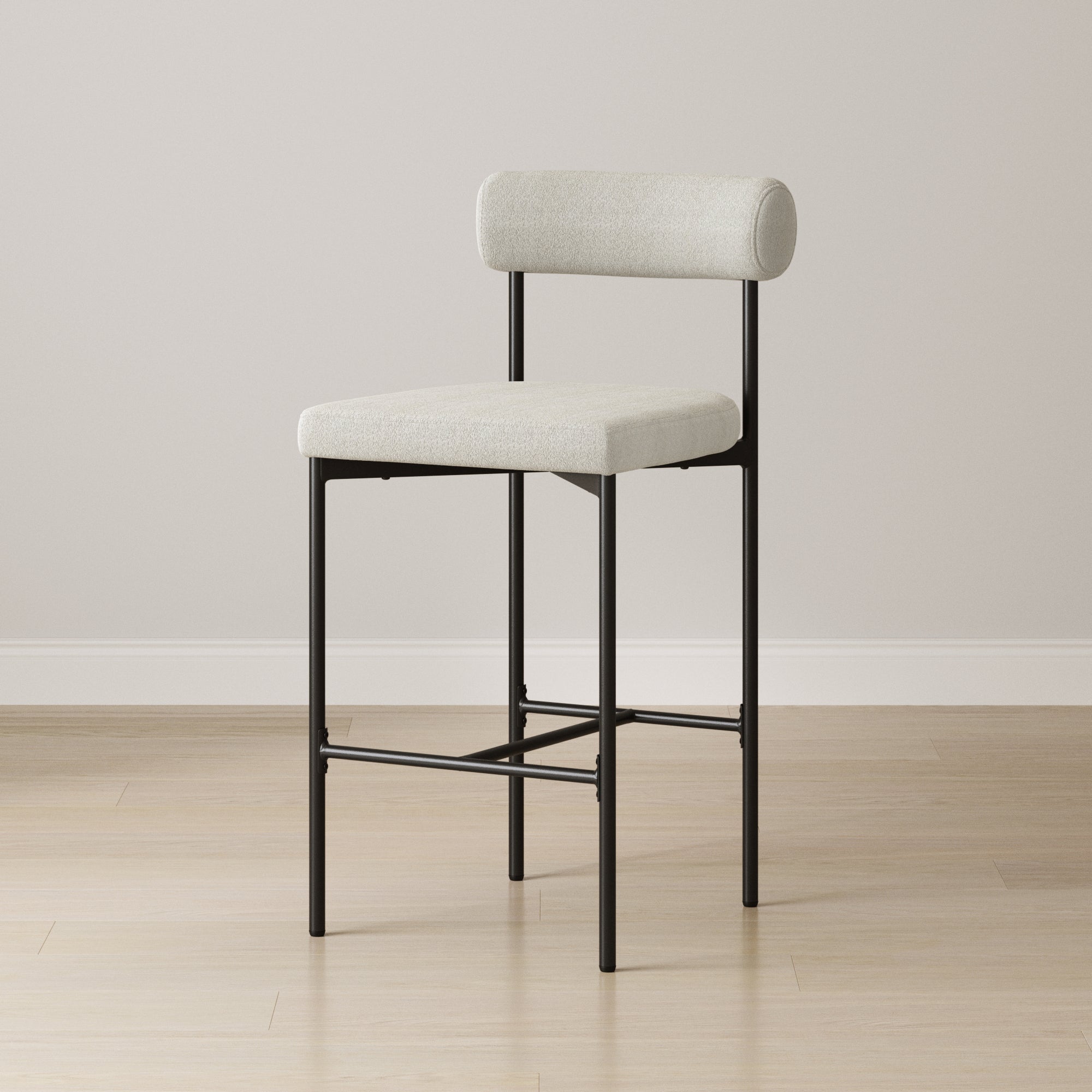 Boucle Upholstered Counter Height Bar Stool