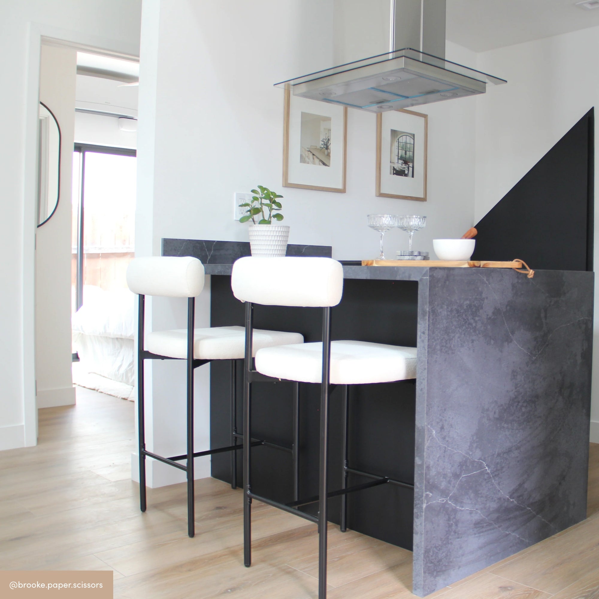 Boucle Upholstered Counter Height Bar Stool