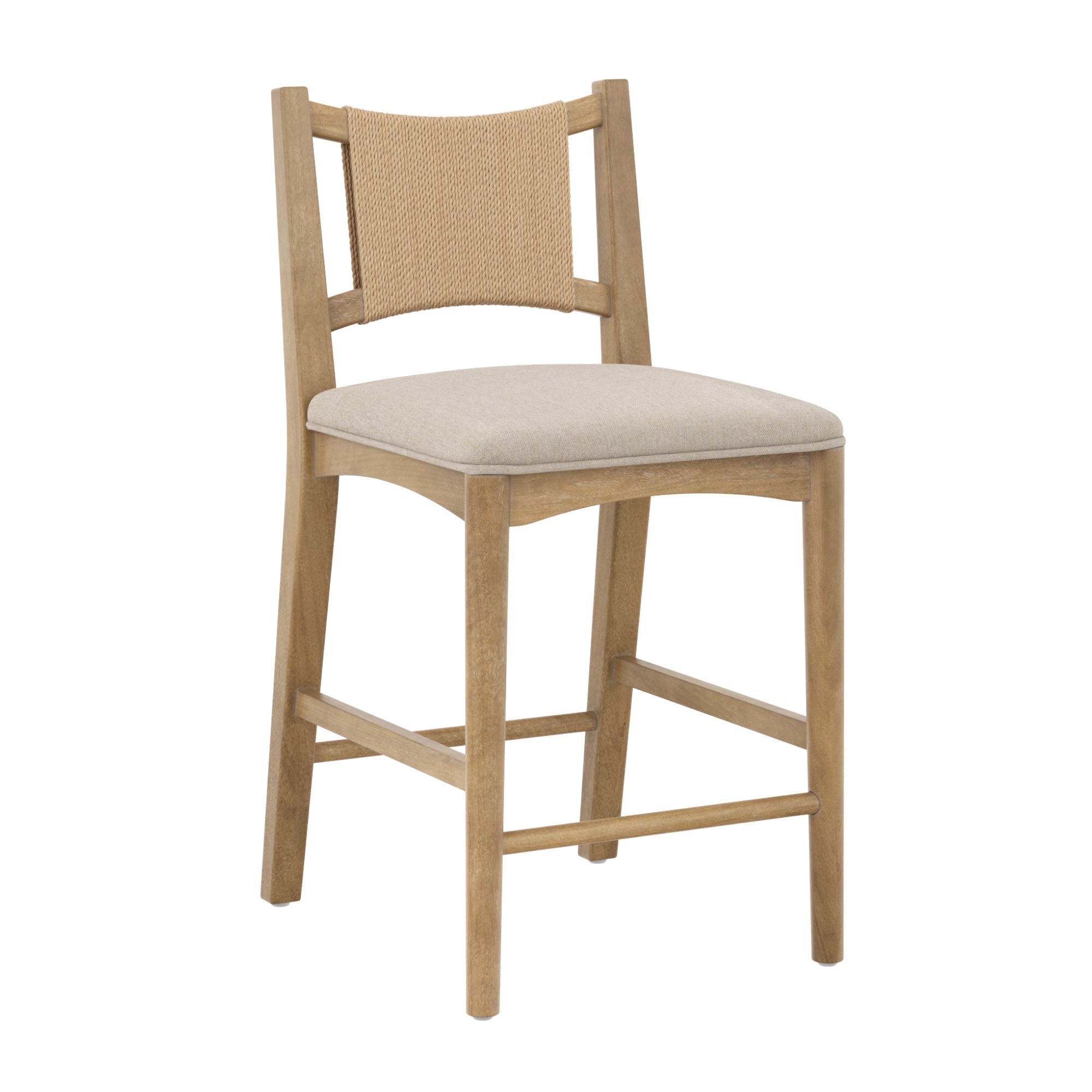 Seagrass Back Arched Footrest Counter Height Bar Stool