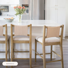 Seagrass Back Arched Footrest Counter Height Bar Stool (Set of 4)