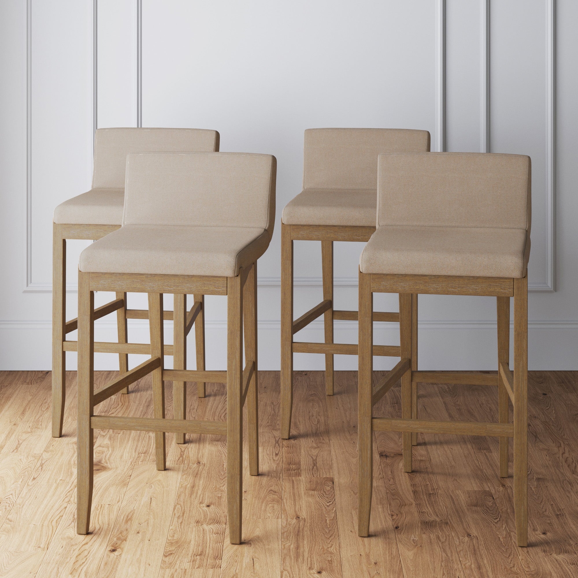 Exposed Wood Back Bar Stools Brown (Set of 4)