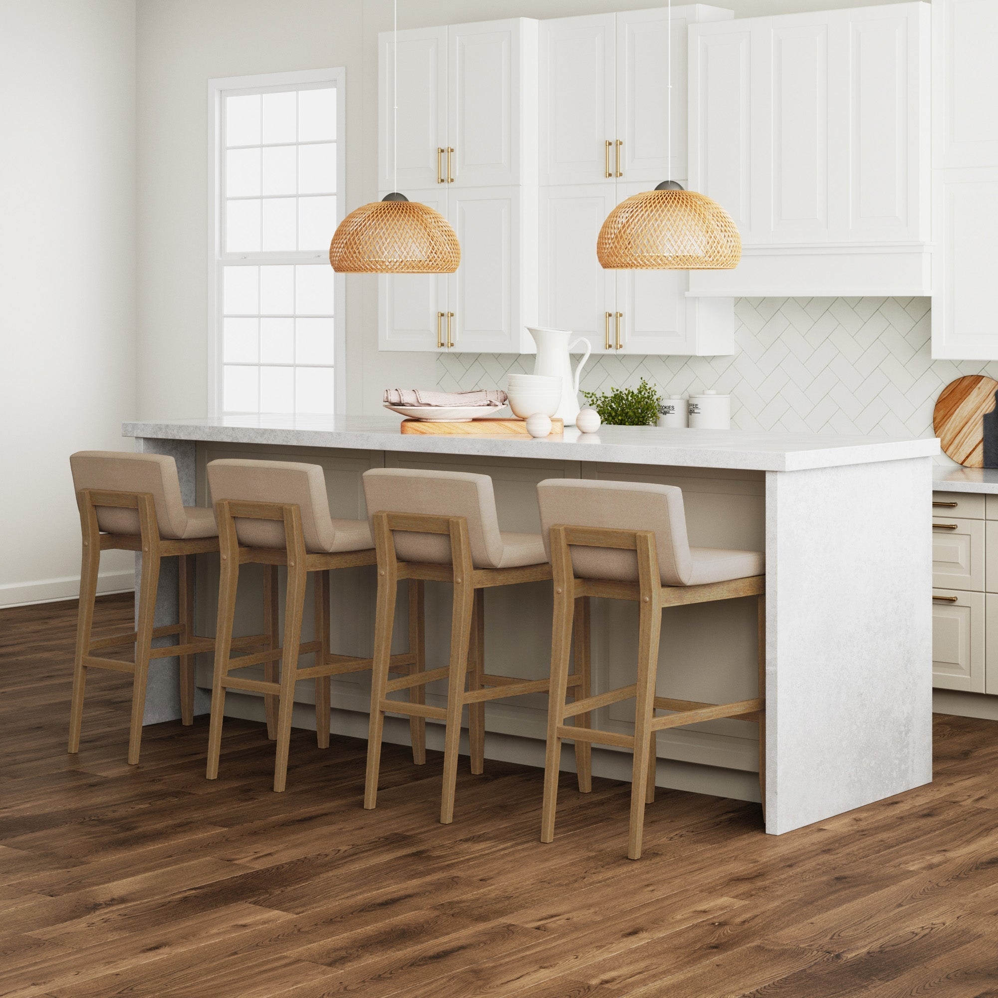 Exposed Wood Back Bar Stools Brown (Set of 4)