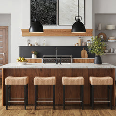 Seagrass Counter Height Bar Stools Black (Set of 4)