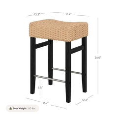 Seagrass Counter Height Bar Stools Black (Set of 3)