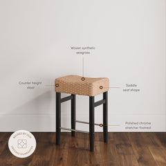 Seagrass Counter Height Bar Stools Black (Set of 4)