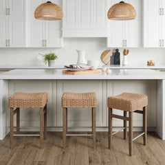 Seagrass Counter Height Bar Stools Brown (Set of 3)