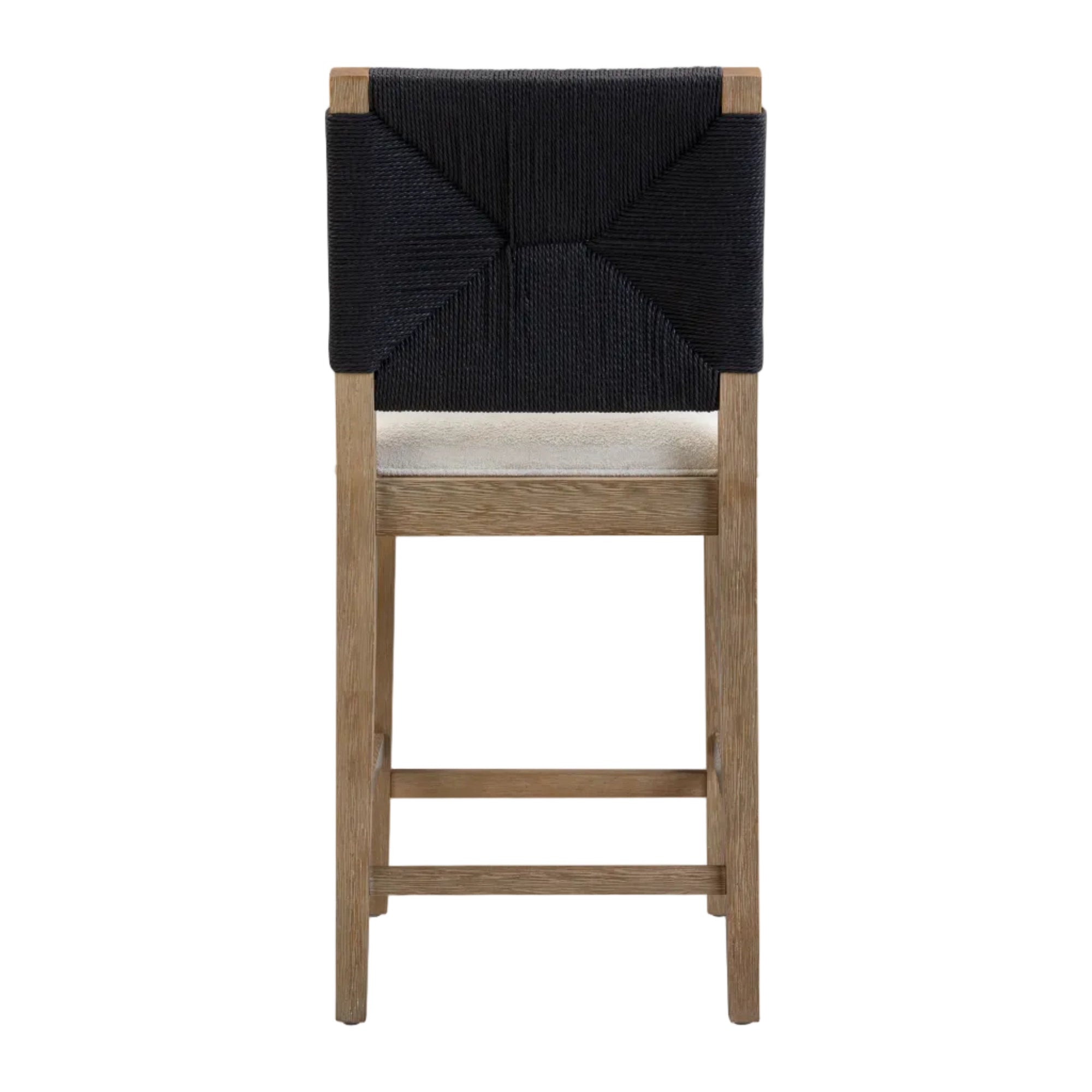 Boucle & Seagrass Counter Height Bar Stools Black (Set of 4)