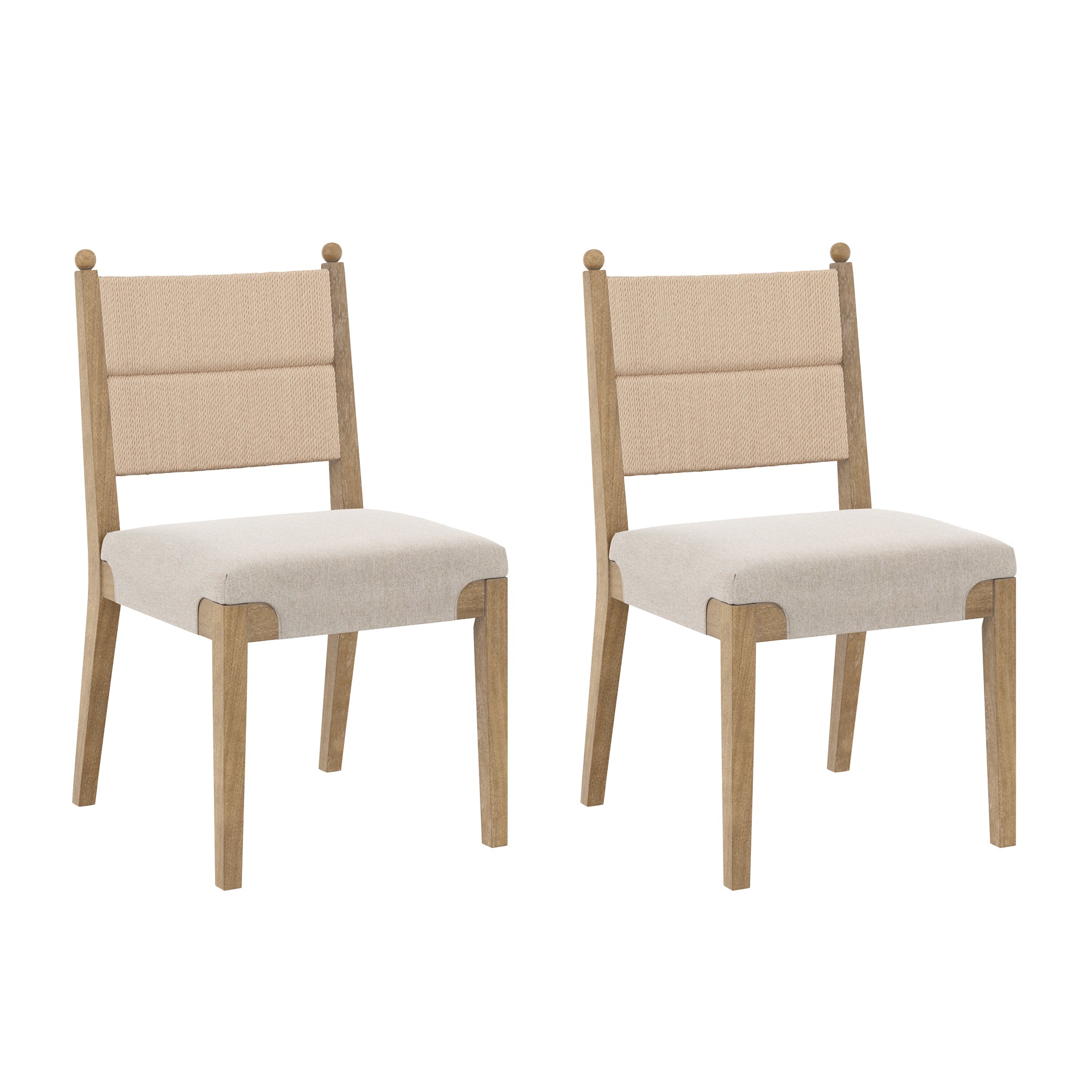 Boho Natural Flax & Seagrass Dining Chair (Set of 2)