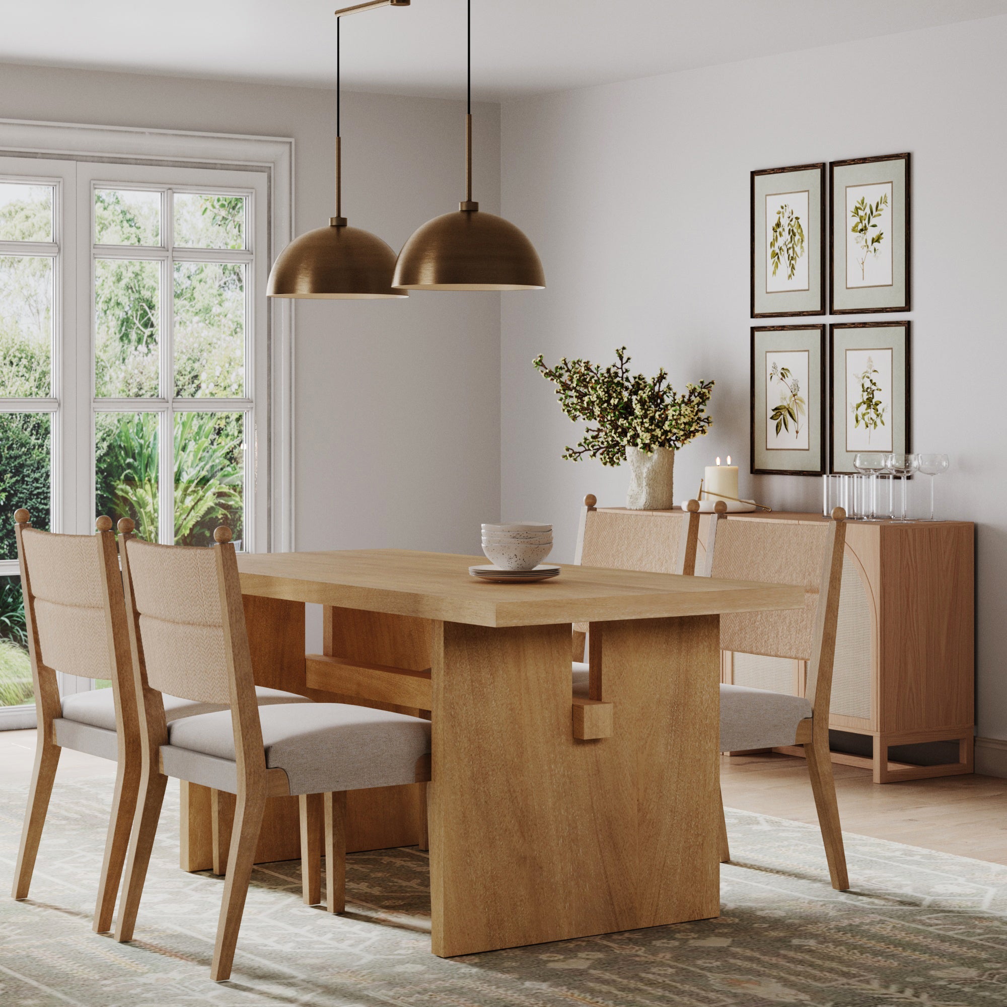 Boho Natural Flax & Seagrass Dining Chair (Set of 4)