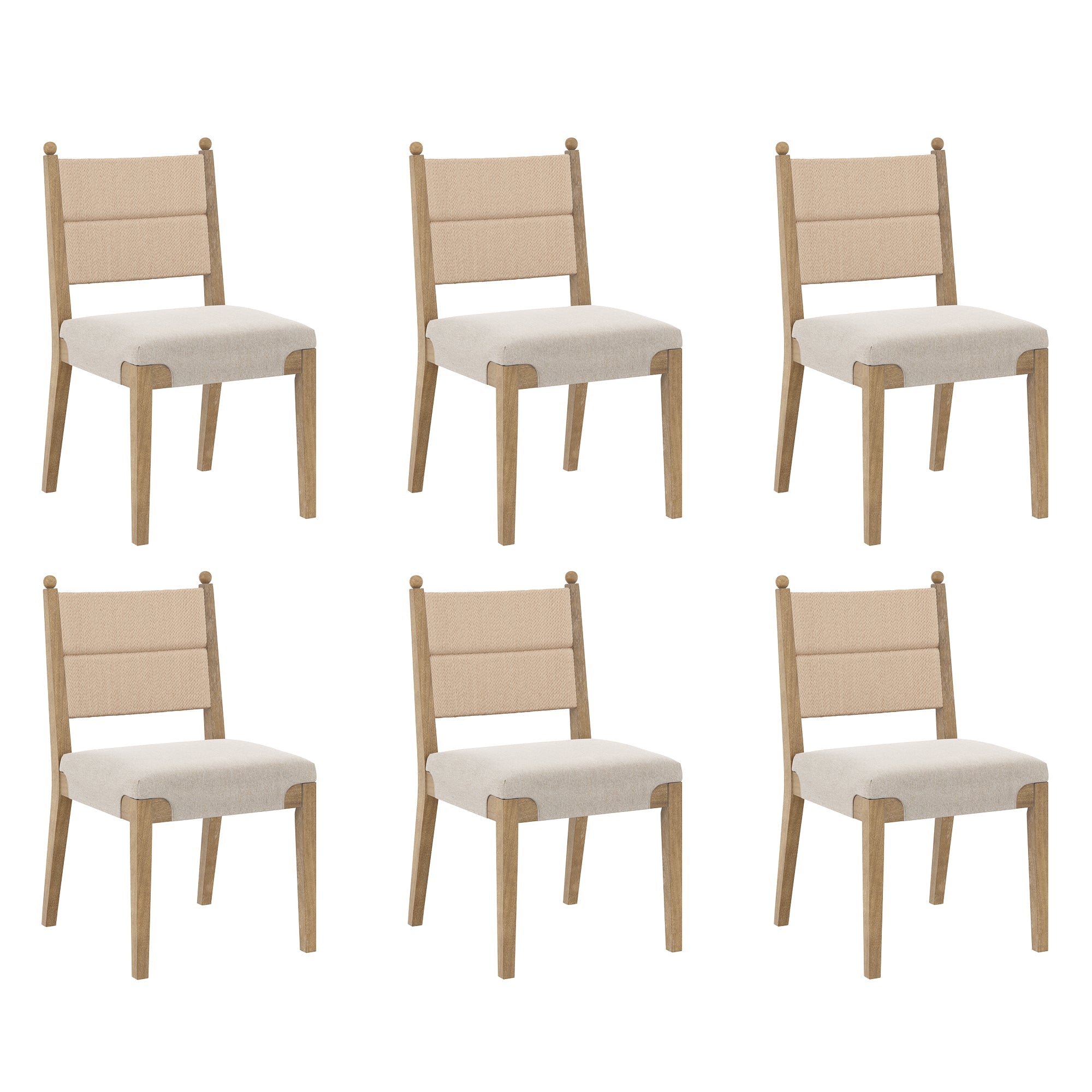 Boho Natural Flax & Seagrass Dining Chair (Set of 6)