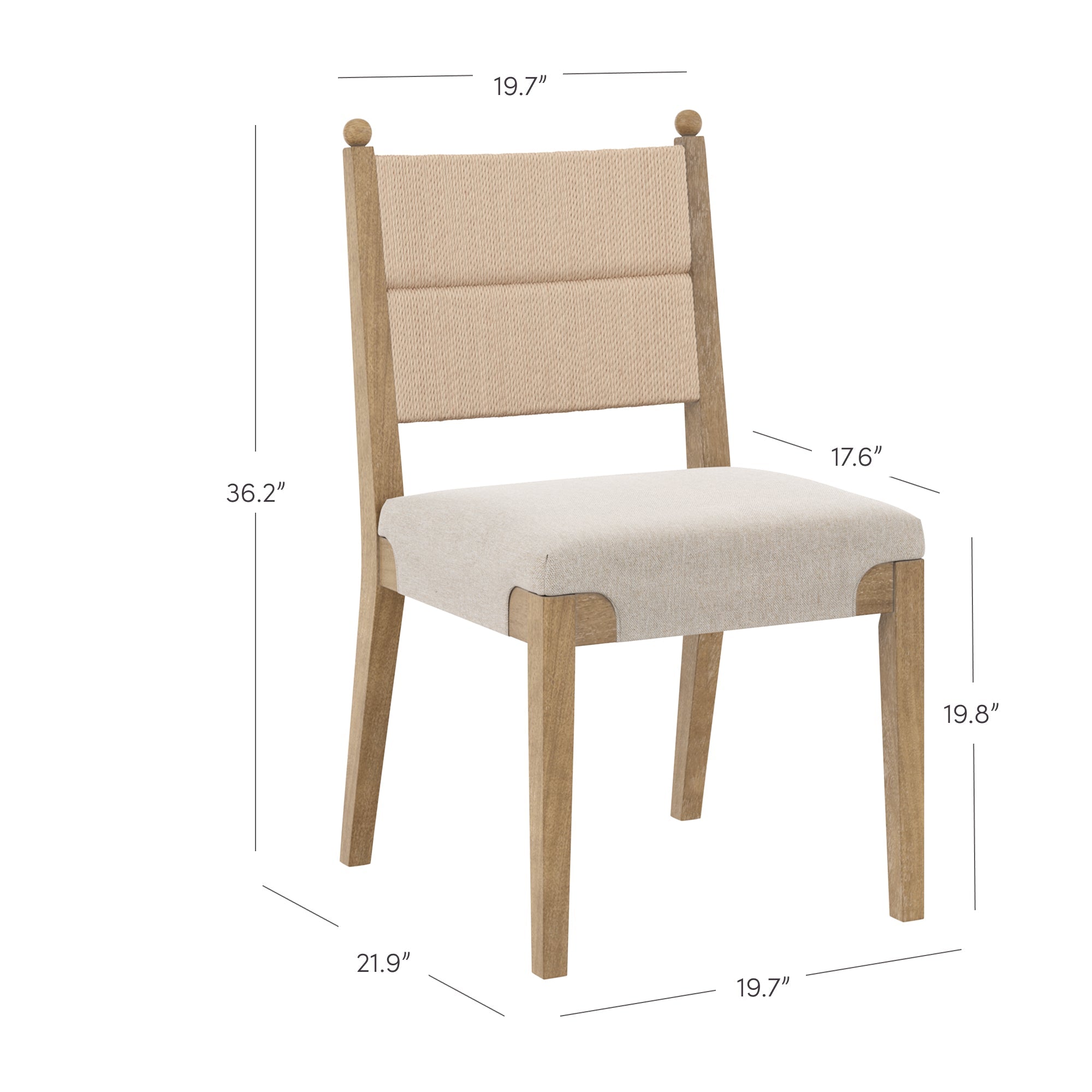 Boho Natural Flax & Seagrass Dining Chair (Set of 2)