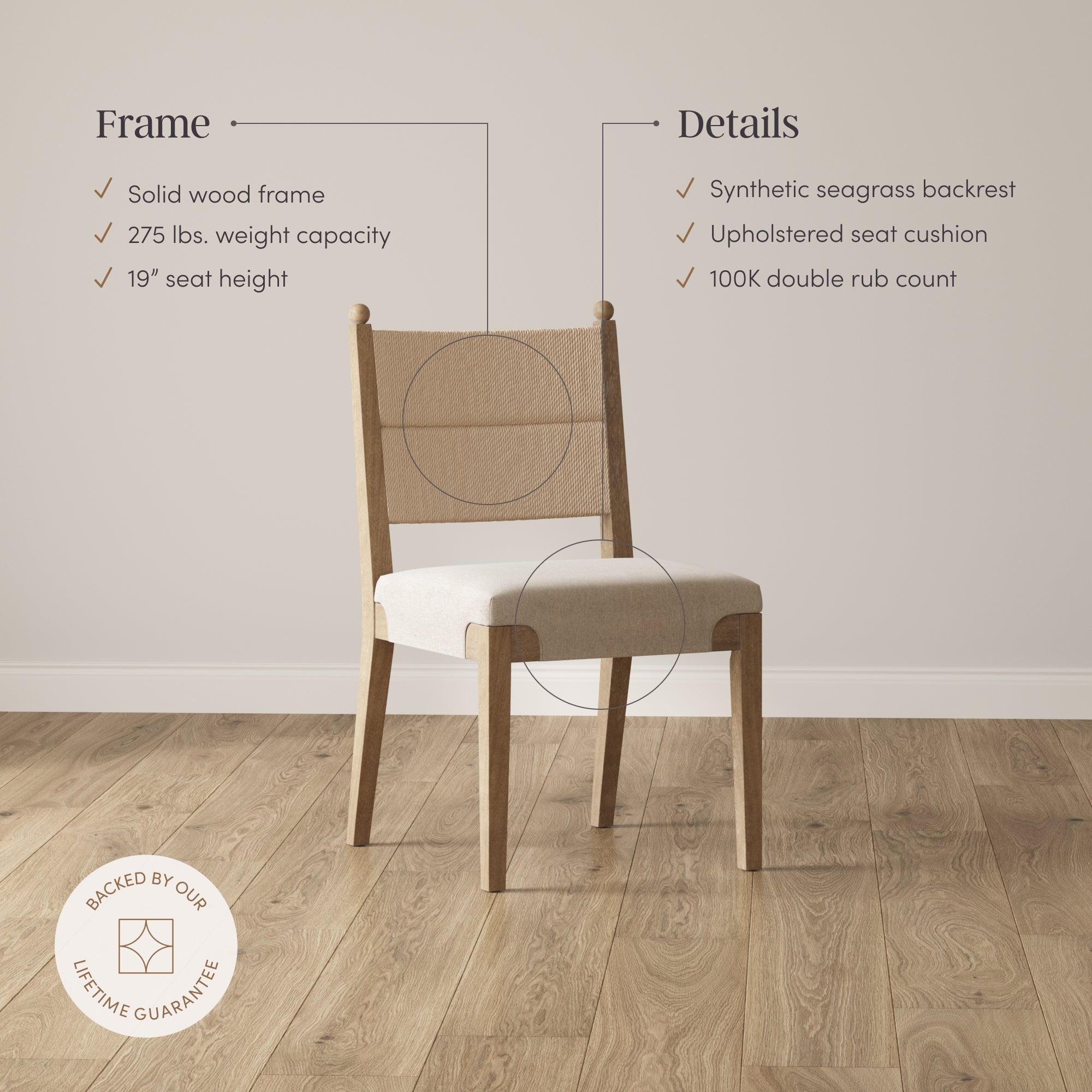 Boho Natural Flax & Seagrass Dining Chair