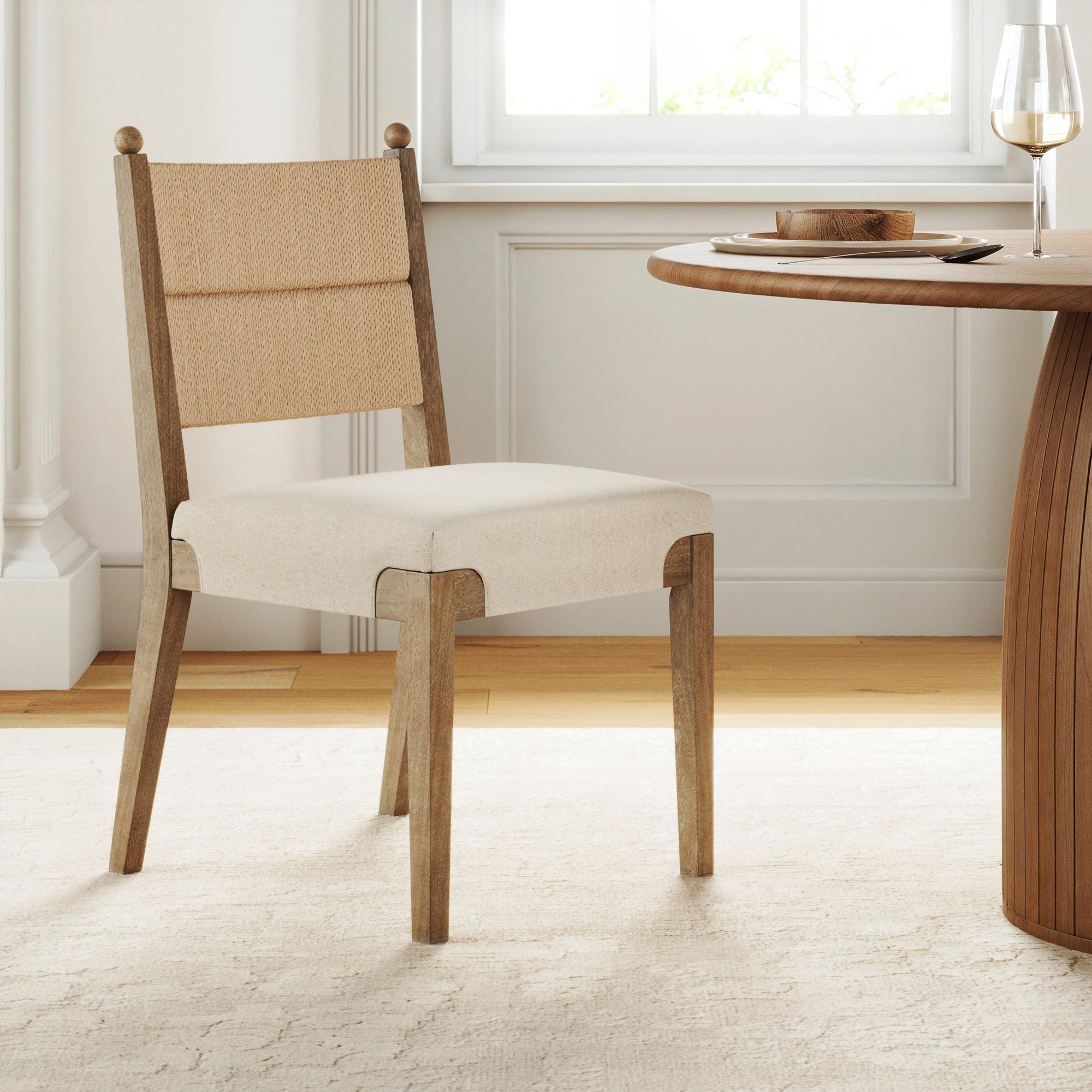 Boho Natural Flax & Seagrass Dining Chair