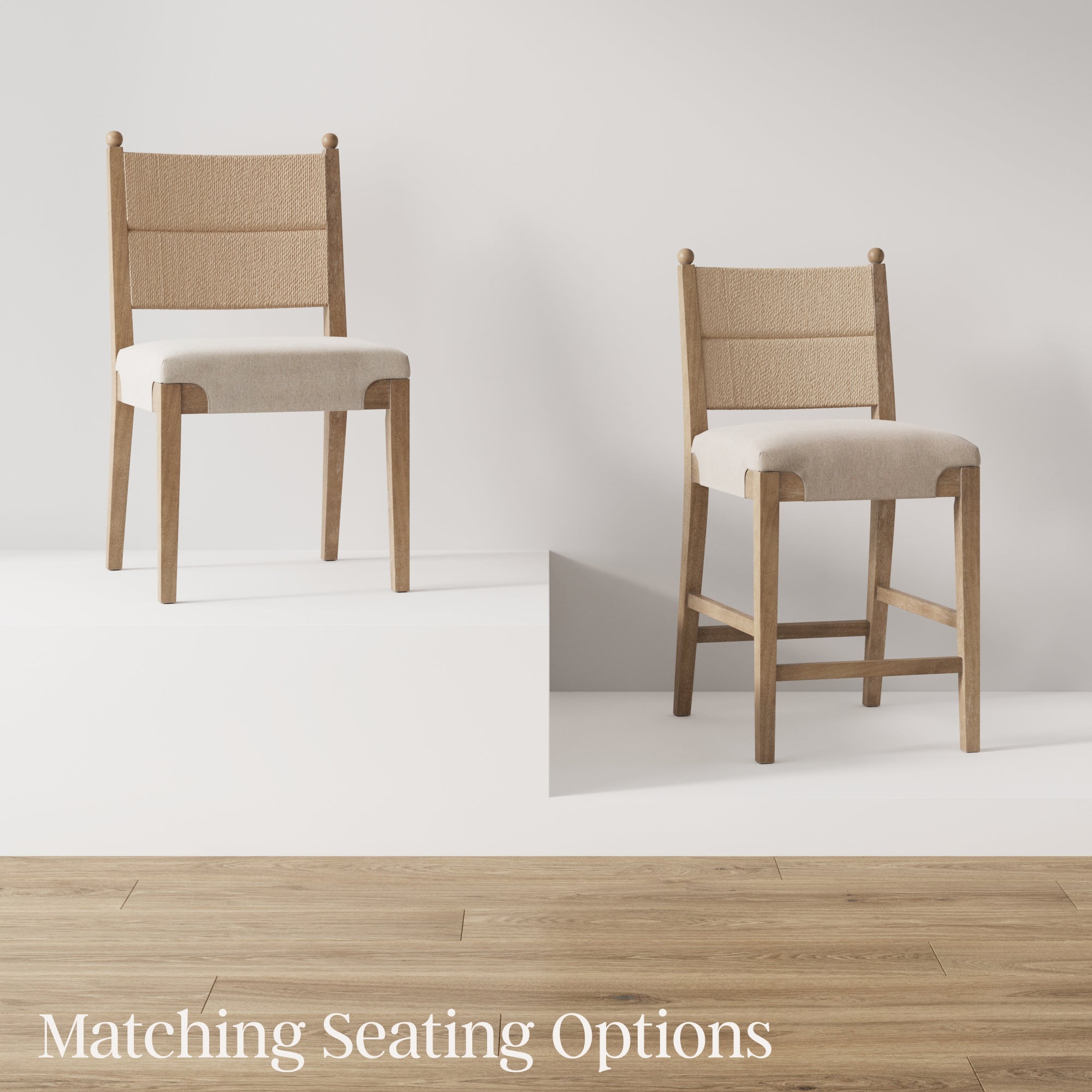 Boho Natural Flax & Seagrass Dining Chair (Set of 2)