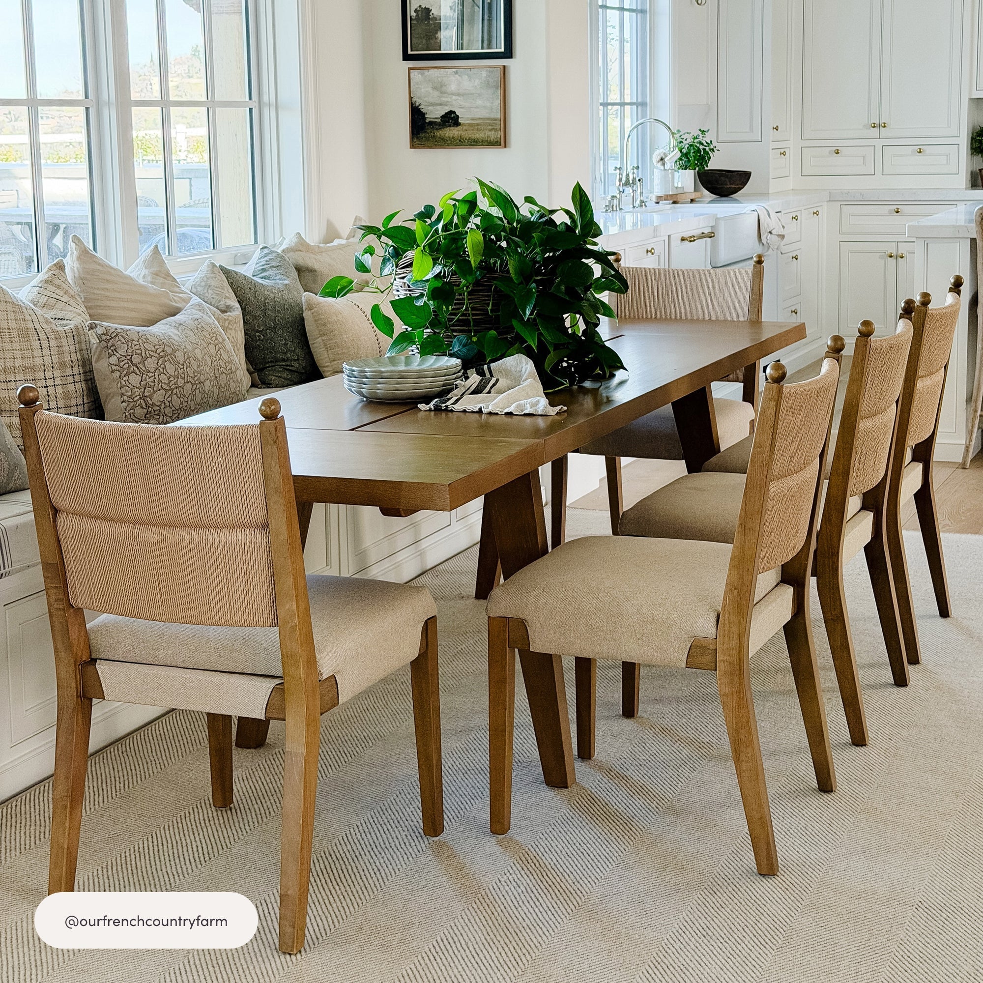 Boho Natural Flax & Seagrass Dining Chair (Set of 2)