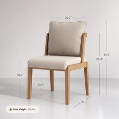 Scandinavian 2-Pack Dining Chair with Back Light Brown