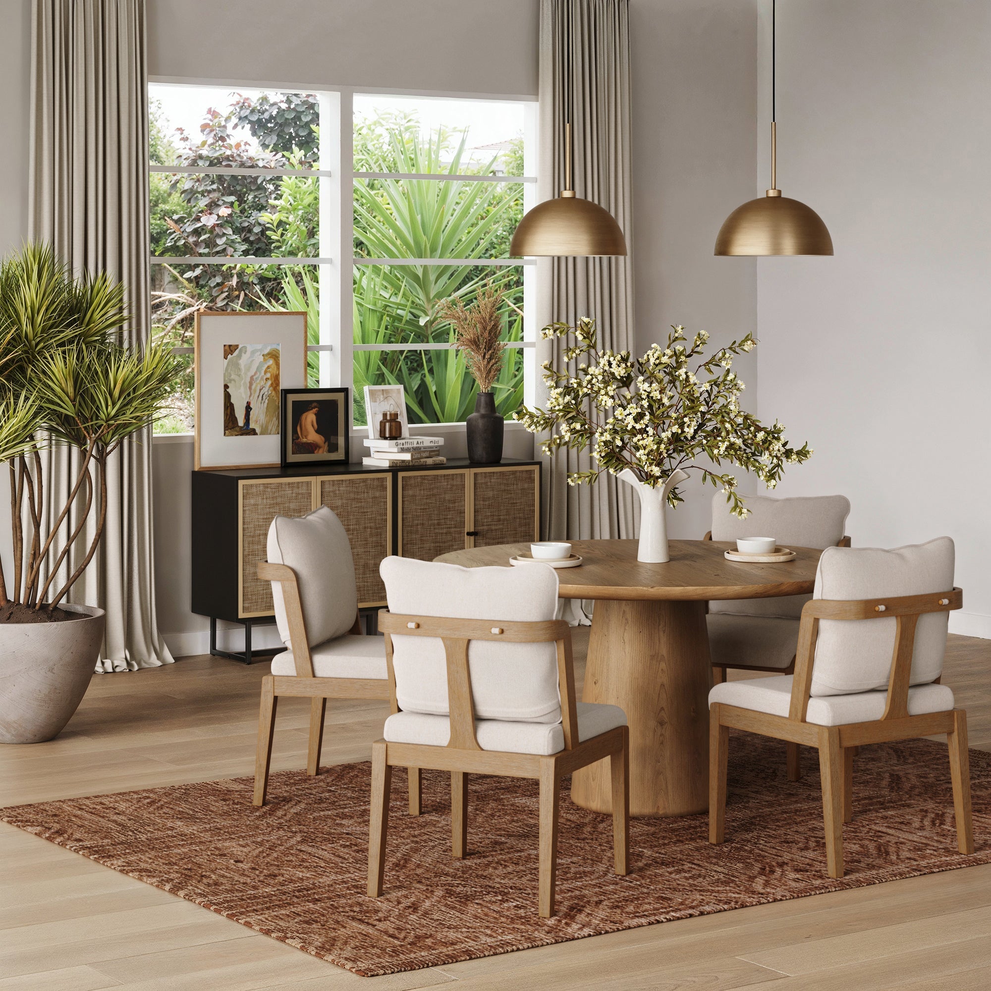 Scandinavian Dining Chair with Back Light Brown (Set of 4)