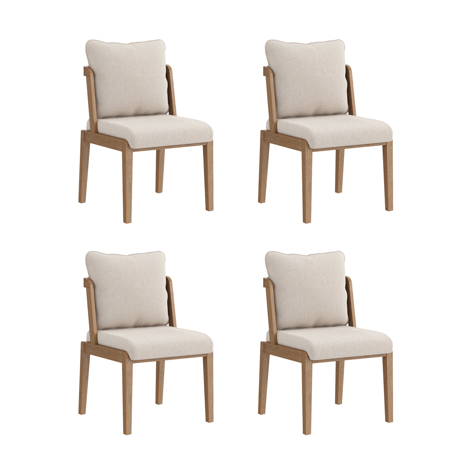 Scandinavian Dining Chair with Back Light Brown (Set of 4)