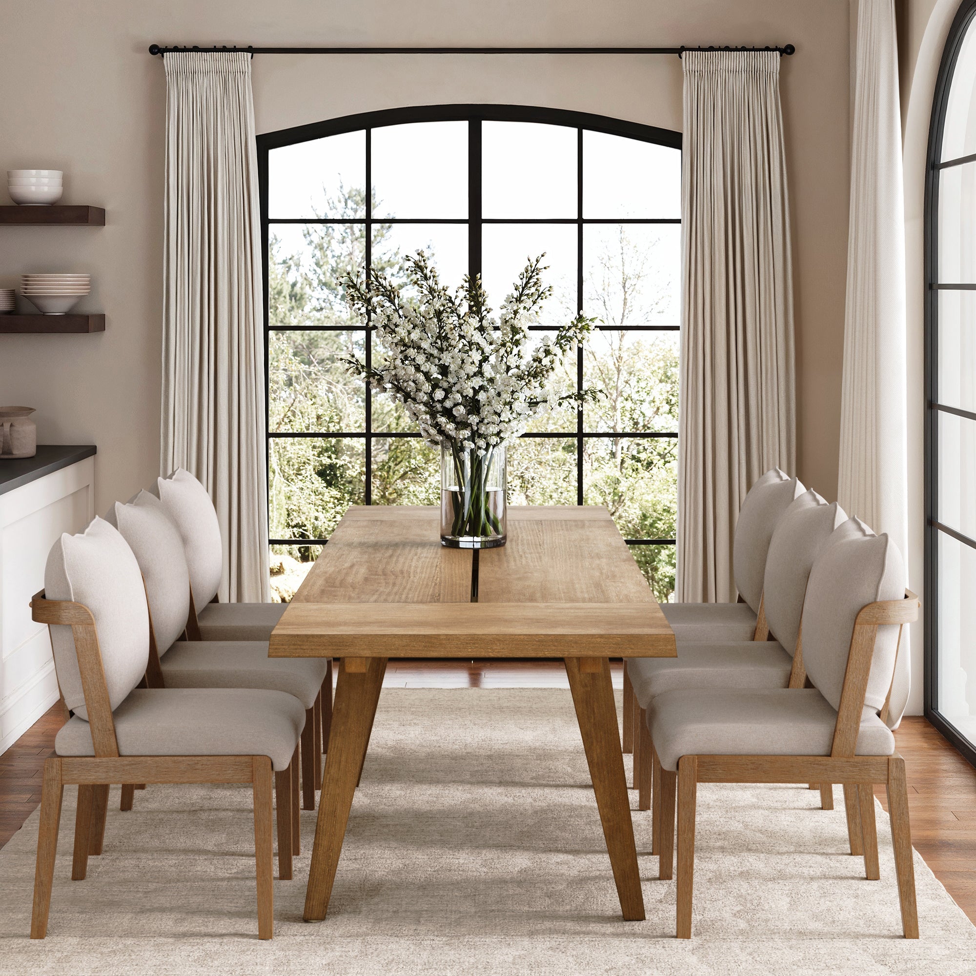 Scandinavian Dining Chair with Back Light Brown (Set of 6)