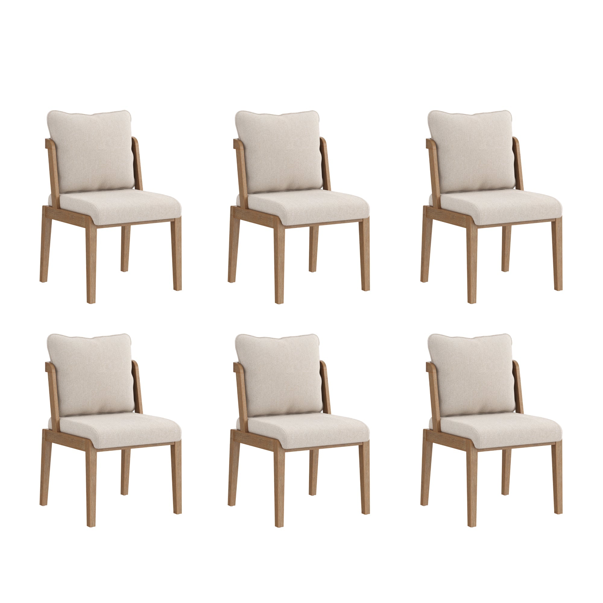 Scandinavian Dining Chair with Back Light Brown (Set of 6)
