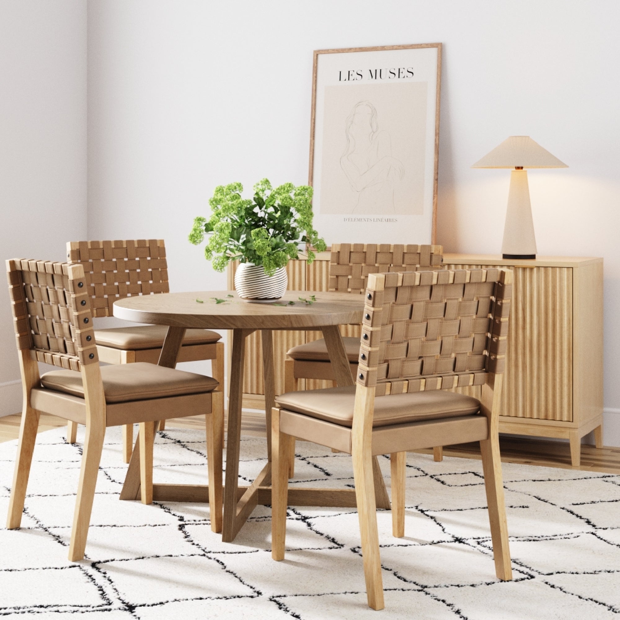 Faux Suede Dining Chair Light Brown (Set of 4)