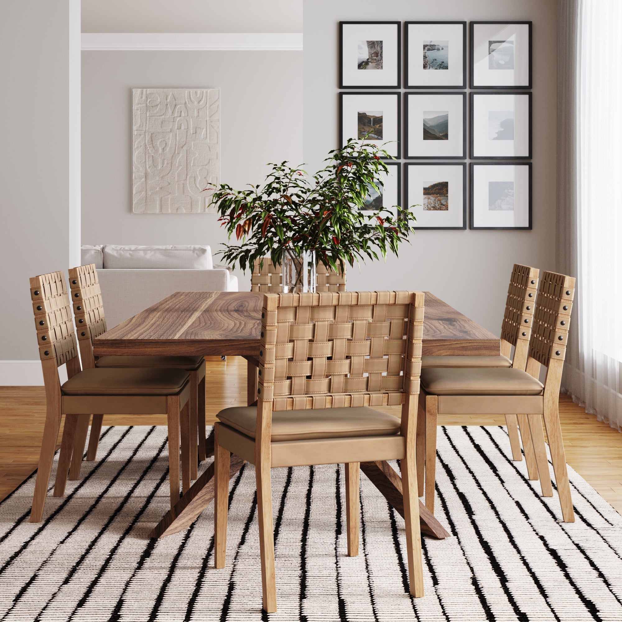 Faux Suede Dining Chair Light Brown (Set of 6)