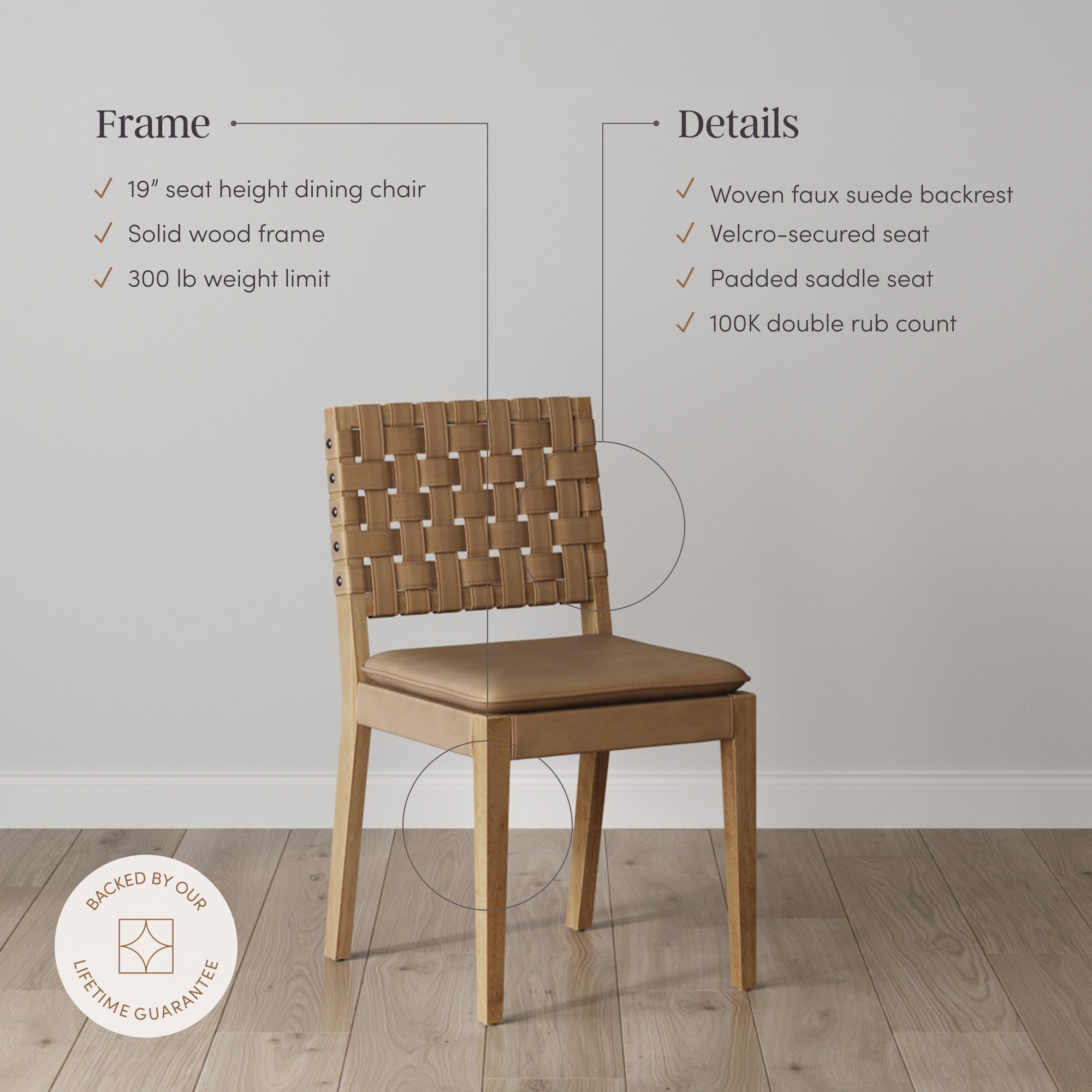Faux Suede Dining Chair Light Brown (Set of 4)
