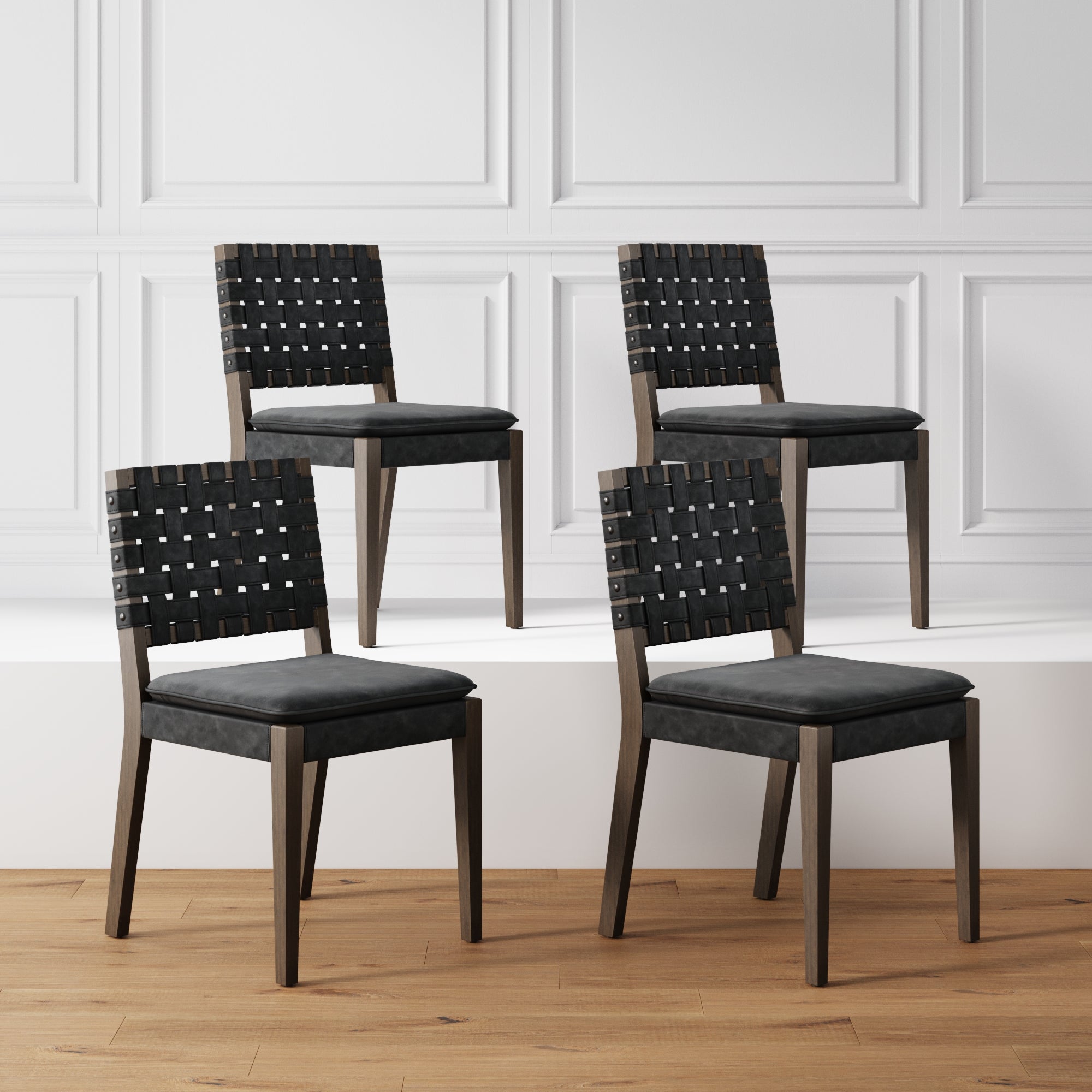 Faux Suede Dining Chairs Black (Set of 4)