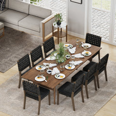 Faux Suede Dining Chairs Black (Set of 8)